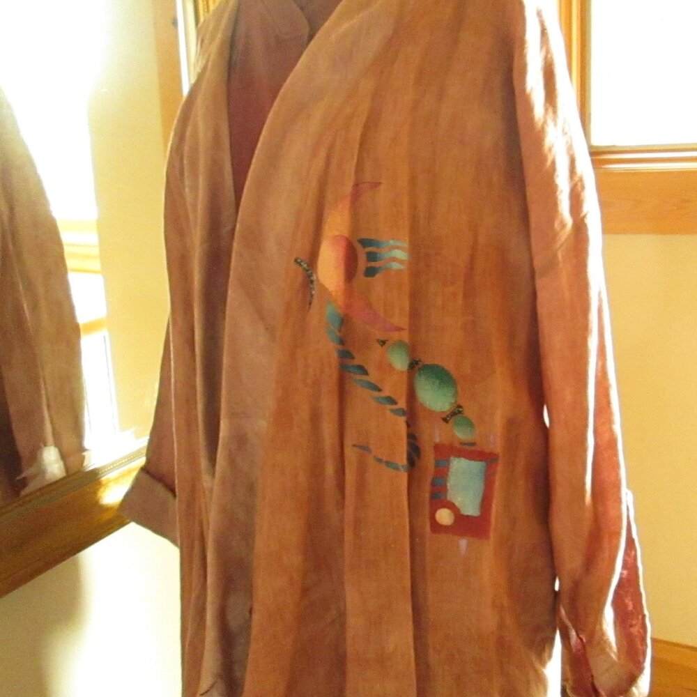 Steel Pony Long Purple Button-Down Dress with Brown Steel Pony Jacket - Picture 5 of 15